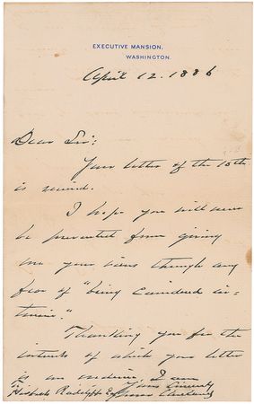 Lot #42 Grover Cleveland Handwritten Letter Signed