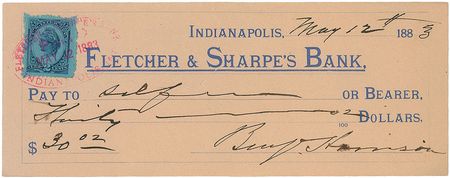 Lot #44 Benjamin Harrison Checks