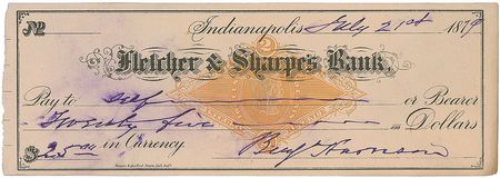 Lot #44 Benjamin Harrison Checks - Image 2