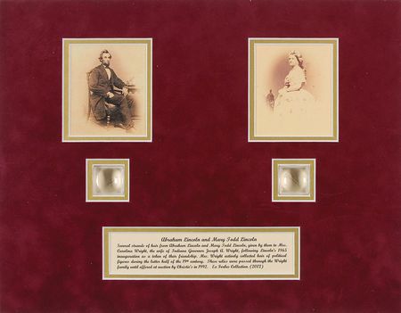 Lot #30 Abraham and Mary Todd Lincoln Hair Display