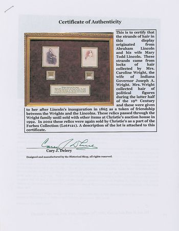Lot #30 Abraham and Mary Todd Lincoln Hair Display - Image 4