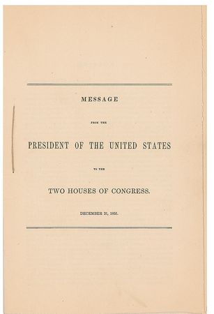 Lot #16 Franklin Pierce: Franked envelope sending a well-preserved copy of his 1855 State of the Union address to dissuade a political rival - Image 2