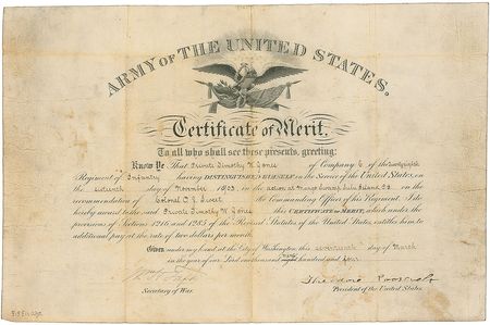 Lot #50 Theodore Roosevelt and William H. Taft: Certificate of Merit presented for service “at Mango Swamp Sulu Island” during the Philippine insurrection - Image 1