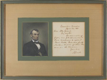 Lot #19 Abraham Lincoln: Excessively rare letter handwritten by President Lincoln on April 12, 1861?the day the Civil War began - Image 1