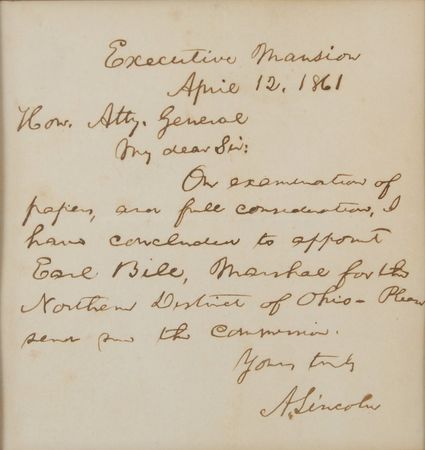 Lot #19 Abraham Lincoln: Excessively rare letter handwritten by President Lincoln on April 12, 1861?the day the Civil War began - Image 2