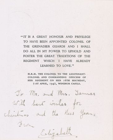 Lot #208 Queen Elizabeth II: Exceptionally early Christmas card from Princess Elizabeth - Image 1