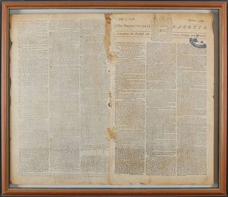 Lot #295 Declaration of Independence: July 3, 1776—the first published announcement of the Declaration of Independence - Image 1
