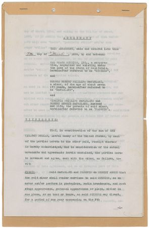 Lot #786 Our Gang: Spanky McFarland: 1936 contract for the seven-year-old Spanky to make Our Gang pictures with Roach Studios, and allowing him to keep his nickname forever - Image 1