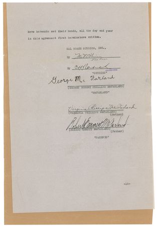 Lot #786 Our Gang: Spanky McFarland: 1936 contract for the seven-year-old Spanky to make Our Gang pictures with Roach Studios, and allowing him to keep his nickname forever - Image 2
