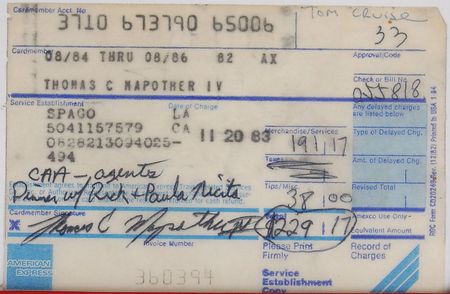 Lot #476 Spago Celebrity Receipts - Image 4