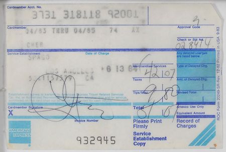 Lot #476 Spago Celebrity Receipts - Image 11