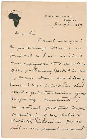 Lot #298 Henry M. Stanley: Anticipating his final trip to ‘Darkest Africa’: “I am over head & ear engaged in the preparation of the forthcoming expedition” - Image 1