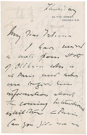 Lot #622 John Singer Sargent Handwritten Letter Signed - Image 1