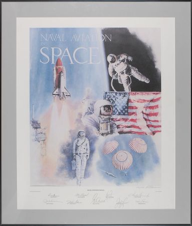 Lot #555 Naval Aviation in Space Lithograph - Image 1