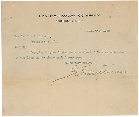 Lot #332 George Eastman Typed Letter Signed - Image 1