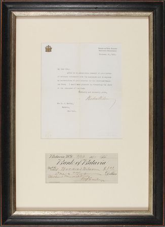 Lot #62 Woodrow Wilson Check and Letter - Image 1