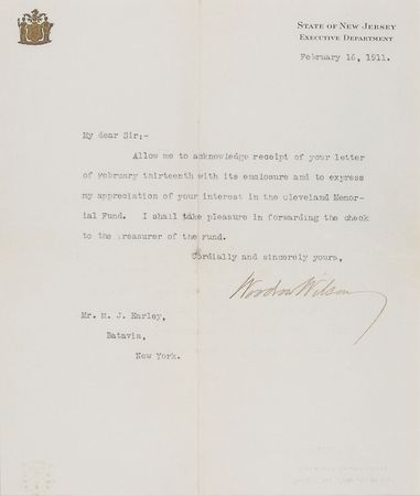Lot #62 Woodrow Wilson Check and Letter - Image 2