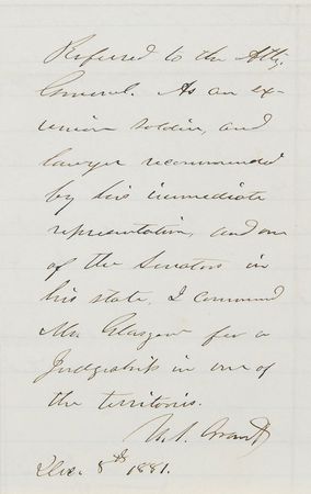 Lot #42 U. S. Grant Endorsement