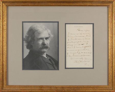 Lot #704 Samuel L. Clemens: Gracious note from Mark Twain - Image 1