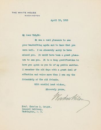 Lot #63 Woodrow Wilson: “I remember the old days with a great deal of affection” - Image 1