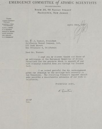 Lot #204 Albert Einstein: Einstein seeks world peace through his Emergency Committee of Atomic Scientists - Image 2