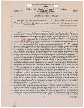 Lot #1037 Marilyn Monroe: Phenomenal 1950 contract that saw young Marilyn?s breakthrough to stardom - Image 1