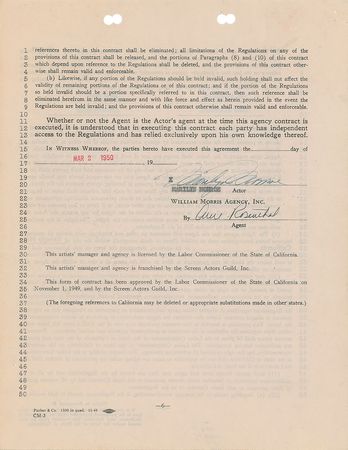 Lot #1037 Marilyn Monroe: Phenomenal 1950 contract that saw young Marilyn?s breakthrough to stardom - Image 6