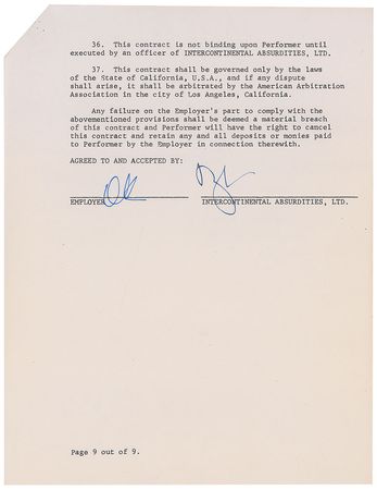 Lot #911 Frank Zappa Signed Document - Image 2