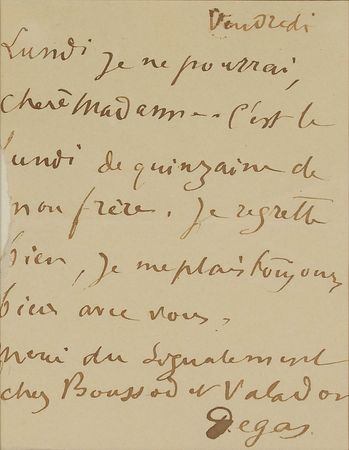 Lot #609 Edgar Degas: The famous ballet painter references his top patron, Boussod and Valadon - Image 2