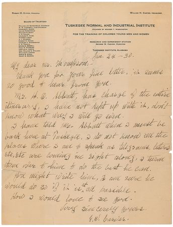 Lot #324 George Washington Carver Handwritten Letter Signed - Image 1