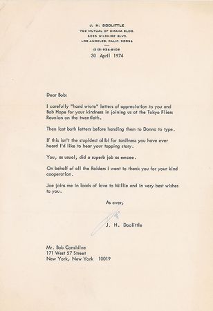 Lot #463 James H. Doolittle Typed Letters Signed - Image 1
