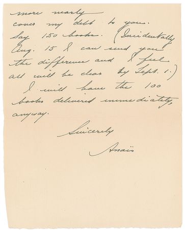 Lot #772 Anais Nin Handwritten Letter Signed - Image 2