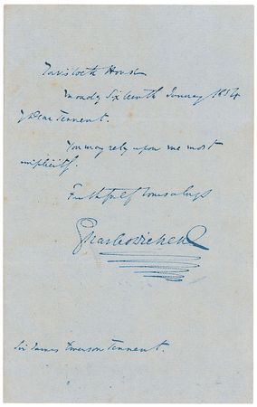 Lot #708. Charles Dickens: Dickens sends word to the dedicatee of his final novel