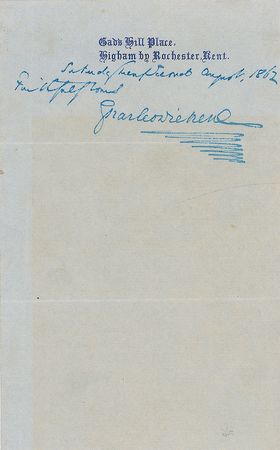Lot #709. Charles Dickens Signature