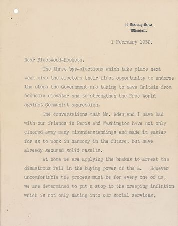 Lot #182 Winston Churchill: A rallying cry to ?save Britain from economic disaster and to strengthen the Free World against Communist aggression? - Image 1