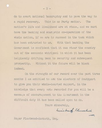 Lot #182 Winston Churchill: A rallying cry to ?save Britain from economic disaster and to strengthen the Free World against Communist aggression? - Image 3