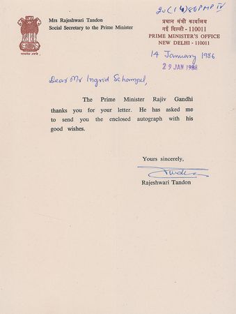 Lot #339 Indira and Rajiv Gandhi Signed Photographs - Image 3