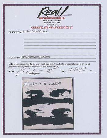 Lot #909 U2 45 RPM Record Sleeve - Image 2