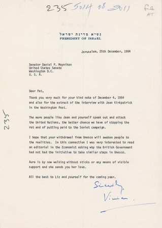 Lot #346 Chaim Herzog Typed Letters Signed - Image 2