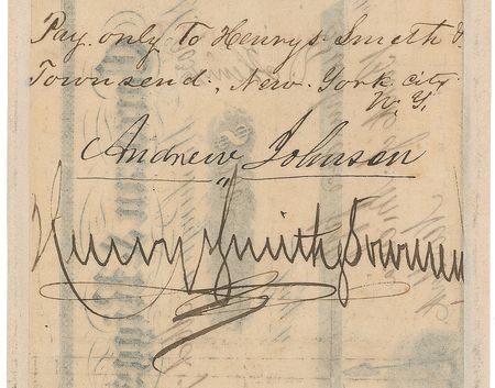 Lot #38 Andrew Johnson Check - Image 1