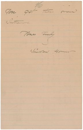Lot #613 Winslow Homer Handwritten Letter Signed - Image 2