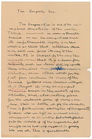Lot #432 George S. Patton: A young Patton dreams of heroics on the high seas, describing the ?resting place for the unburied bones of many a sea hero, slain in battle or by the elements? - Image 1