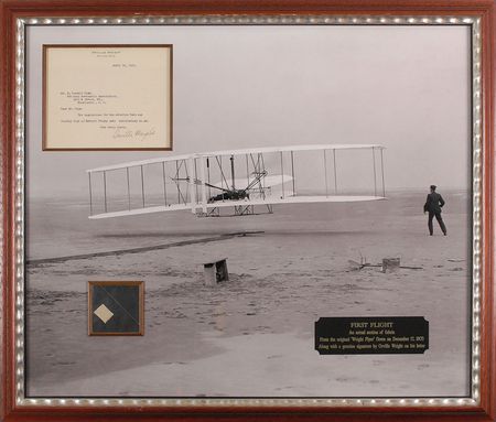 Lot #502 Orville Wright: Choice letter organizing an air race, presented with a flown swatch of the Wright Flyer - Image 1