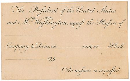 Lot #2 George Washington: A dinner invitation from