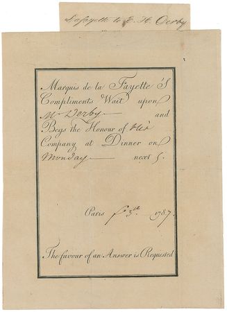 Lot #421 Marquis de Lafayette: Dinner invitation for America?s first millionaire - Image 2