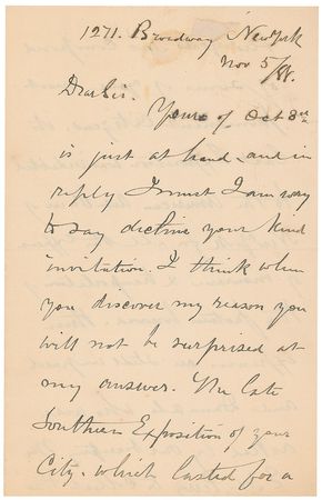 Lot #600 Albert Bierstadt: The frustrated Hudson River School master lashes out??all the expense of insurance and transportation of the pictures borrowed?debts of this kind have caused the Art Union to fail? - Image 1