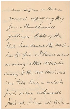 Lot #600 Albert Bierstadt: The frustrated Hudson River School master lashes out??all the expense of insurance and transportation of the pictures borrowed?debts of this kind have caused the Art Union to fail? - Image 3