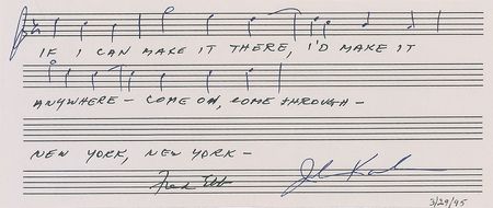 Lot #955 John Kander and Fred Ebb Signed Musical Quotes - Image 1