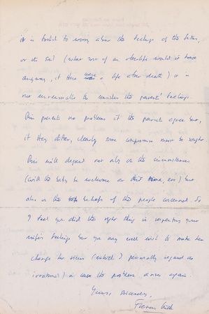 Lot #197 DNA: Francis Crick: ?I certainly do not regard a human fetus as being sufficiently alive that destroying it would rank with taking the life of a mature human being? - Image 2