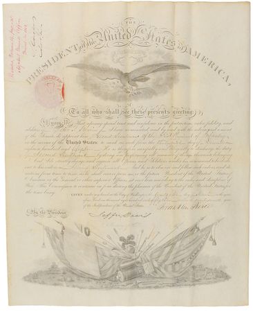 Lot #23 Franklin Pierce and Jefferson Davis: The commander-in-chief and the future Confederate president appoint an infantry lieutenant - Image 1